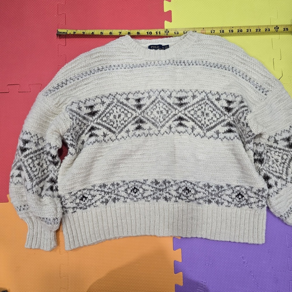 Polo Ralph Lauren Alpaca Wool Fair Isle‎ Sweater Womens XL Vintage Style...